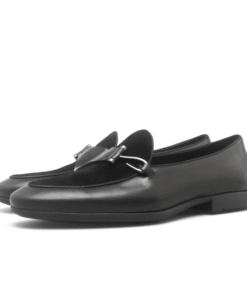 Metal Bit Loafer – Black Leather & Suede